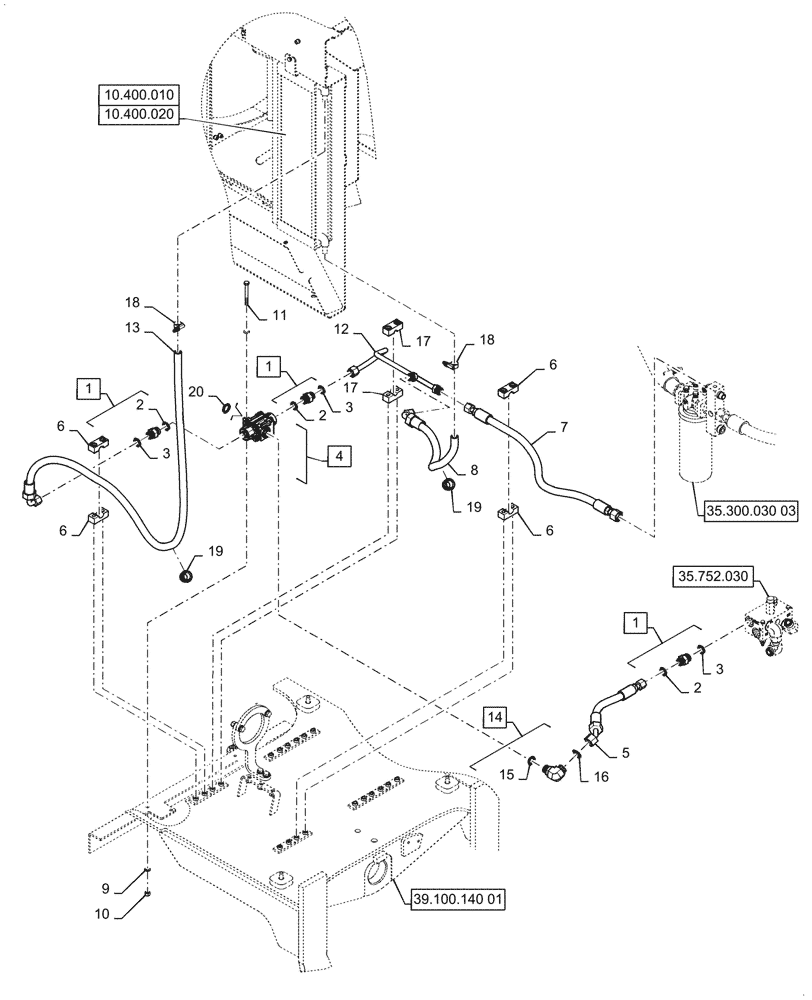 Схема запчастей Case 621G - (35.752.020) - THERMAL BYPASS VALVE INSTALLATION (35) - HYDRAULIC SYSTEMS