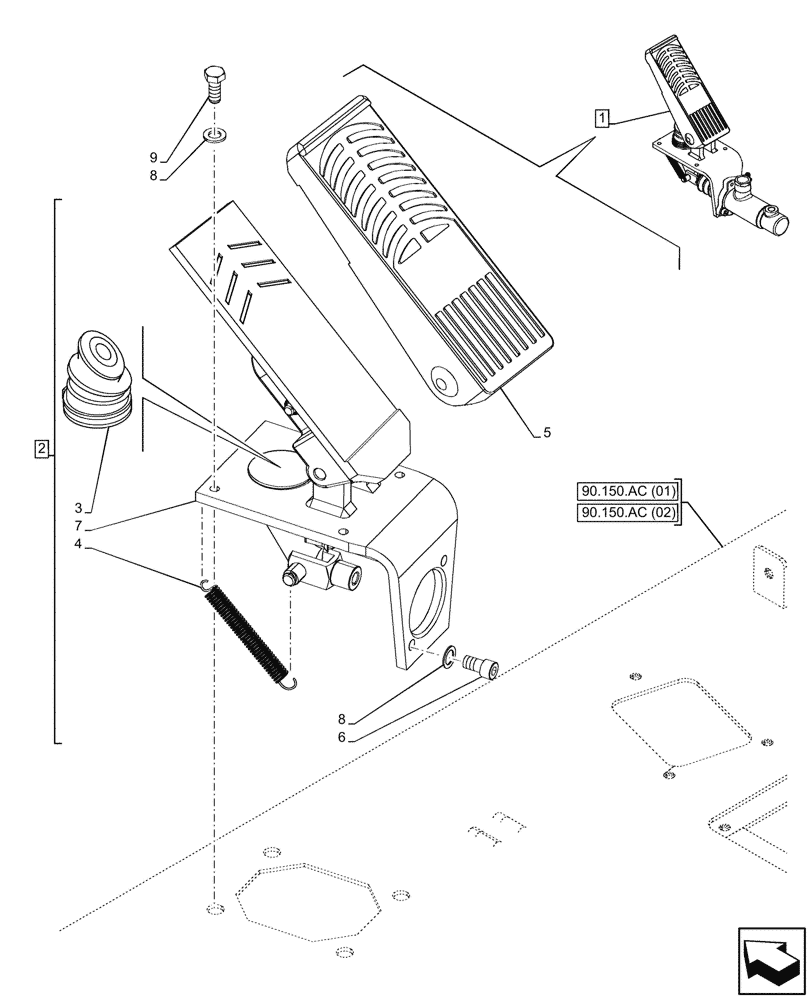 Схема запчастей Case 321F - (33.202.BN) - BRAKE, PEDAL, COMPONENTS (33) - BRAKES & CONTROLS