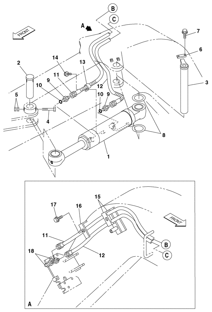 Схема запчастей Case CX135SR - (08-108) - HYDRAULIC CIRCUIT - OFFSET CYLINDER (08) - HYDRAULICS