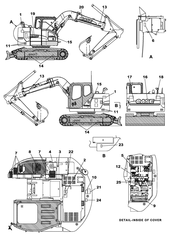 Схема запчастей Case CX135SR - (09-64) - DECALS - OFFSET BACKHOE BOOM (09) - CHASSIS/ATTACHMENTS