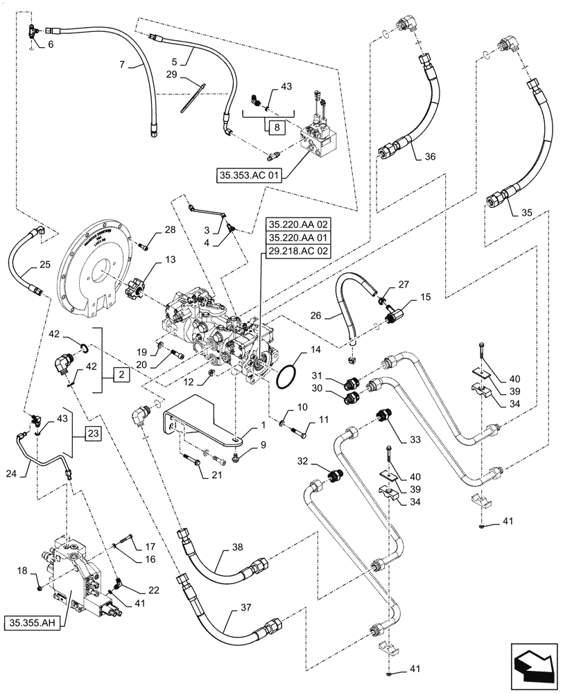 Схема запчастей Case TR270 - (29.204.AB[01]) - HYDROSTATIC PUMP, DRIVE LINES, MECHANICAL CONTROLS (20-NOV-2015 & NEWER) (29) - HYDROSTATIC DRIVE