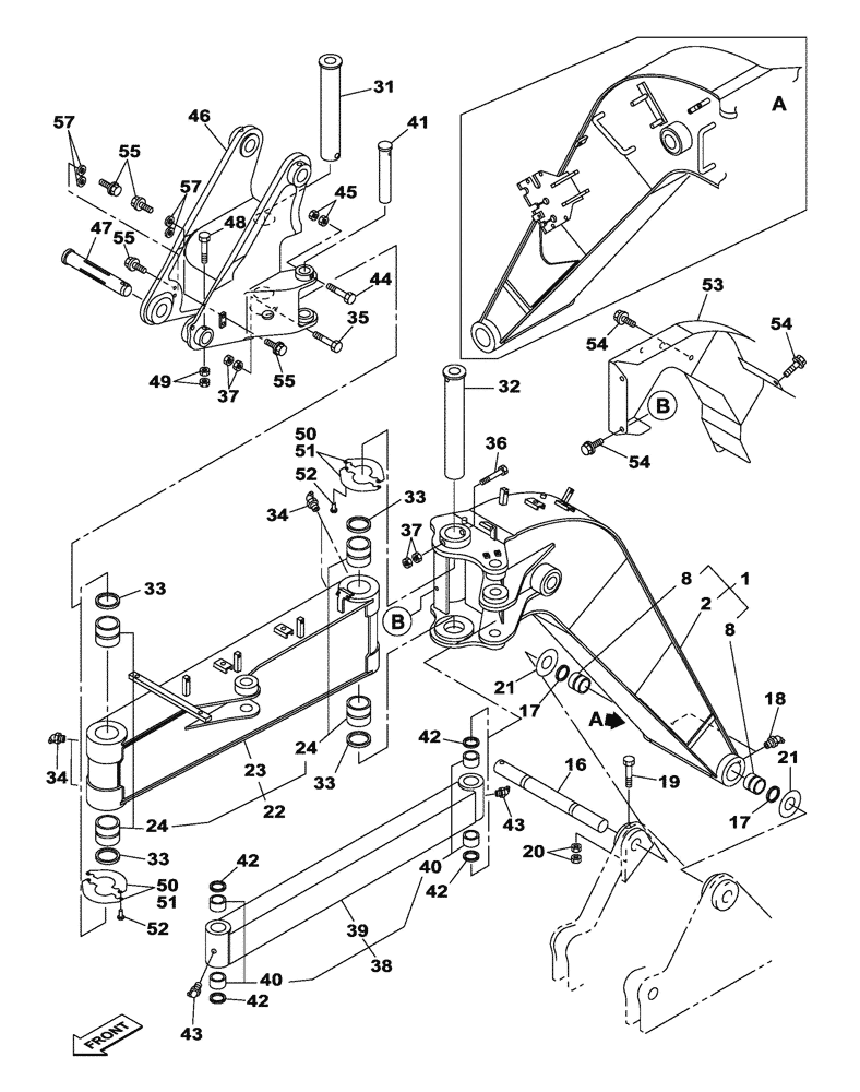 Схема запчастей Case CX135SR - (09-61) - OFFSET BACKHOE BOOM (09) - CHASSIS/ATTACHMENTS