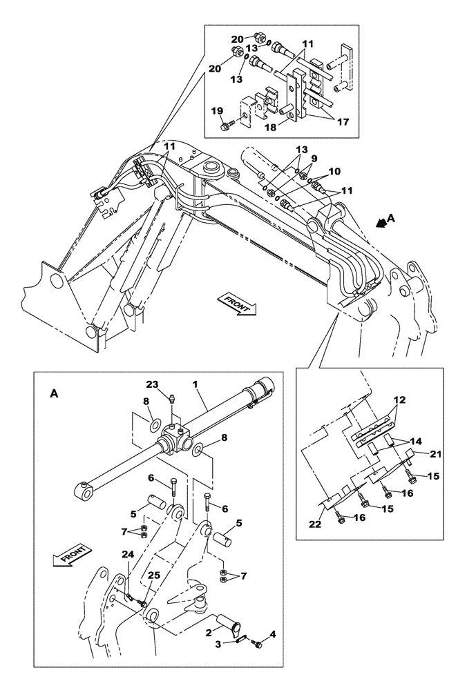 Схема запчастей Case CX135SR - (08-100) - HYDRAULIC CIRCUIT - DIPPER CYLINDER WITHOUT SAFETY VALVE - OFFSET BACKHOE BOOM (08) - HYDRAULICS