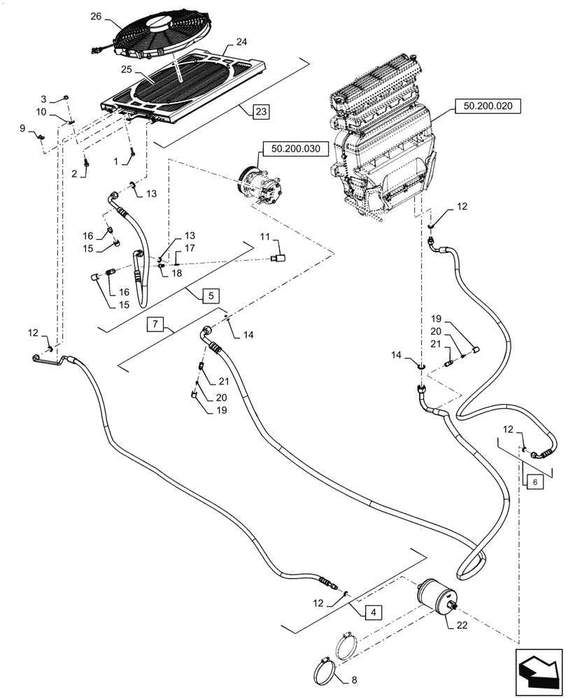 Схема запчастей Case SV340 - (50.200.010) - HVAC SYSTEM (50) - CAB CLIMATE CONTROL