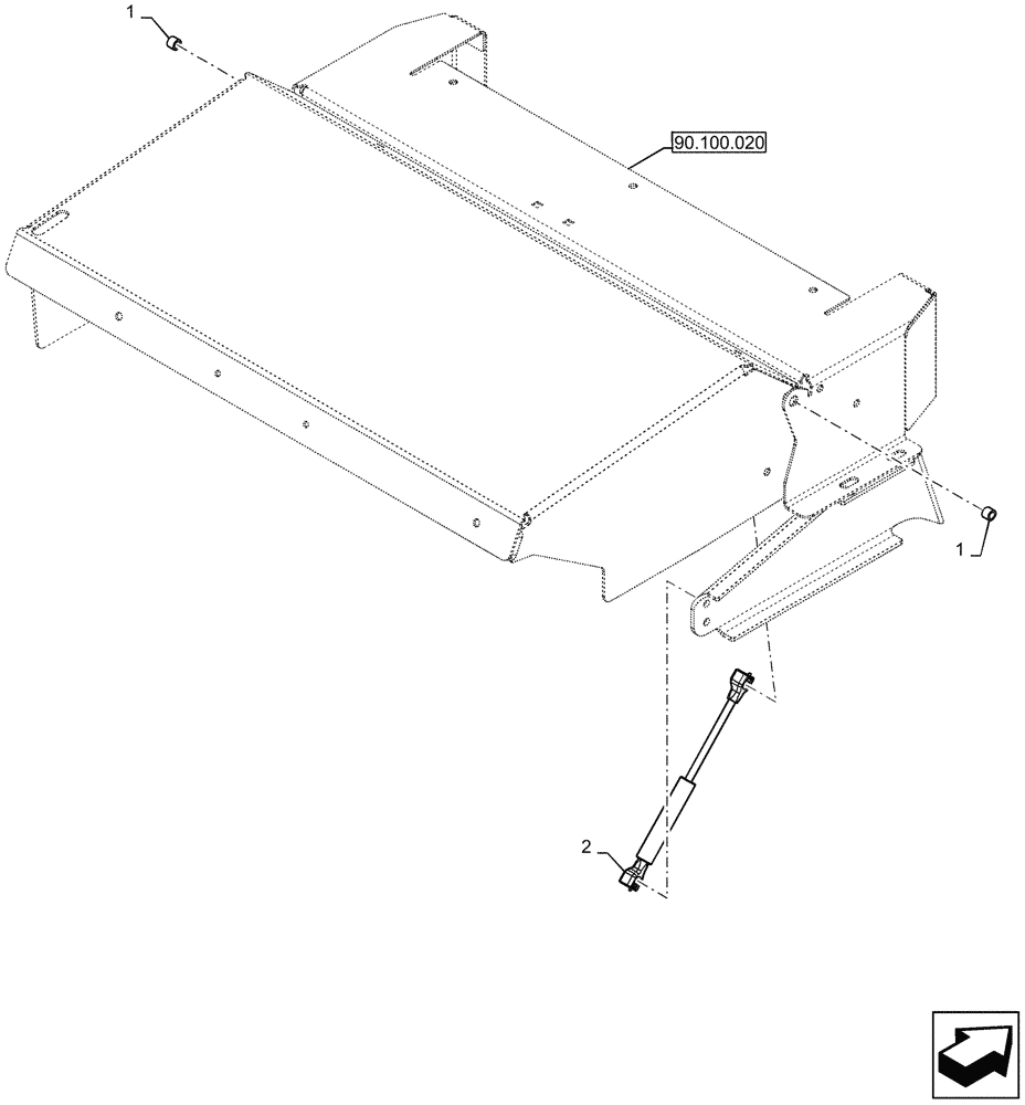 Схема запчастей Case SV340 - (90.100.010[01]) - HOOD STRUT, W/O AIR CONDITIONING (90) - PLATFORM, CAB, BODYWORK AND DECALS