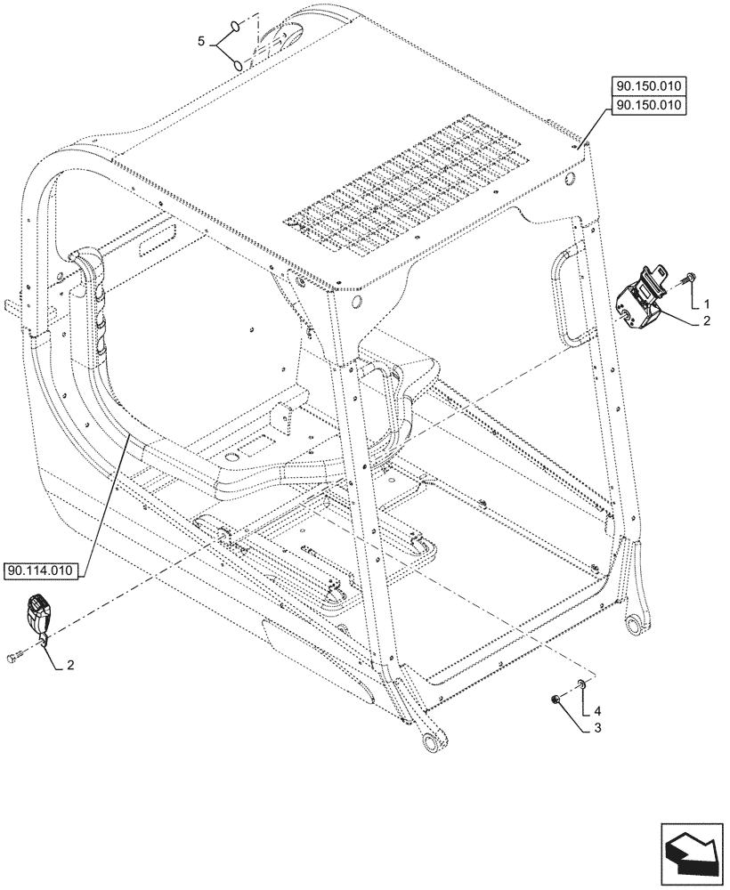 Схема запчастей Case SR270 - (90.151.020[01]) - SEAT BELT (90) - PLATFORM, CAB, BODYWORK AND DECALS