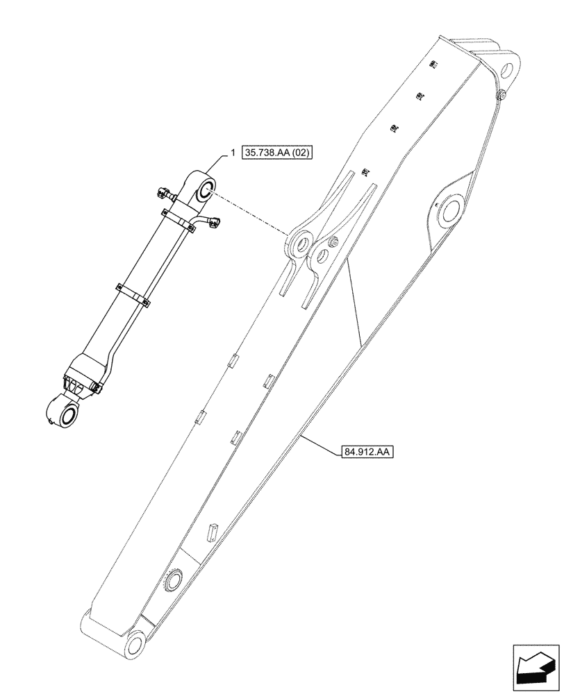 Схема запчастей Case CX250D LC LR - (35.738.AA[01]) - VAR - 481238 - BUCKET CYLINDER, ARM (L=8M) (35) - HYDRAULIC SYSTEMS