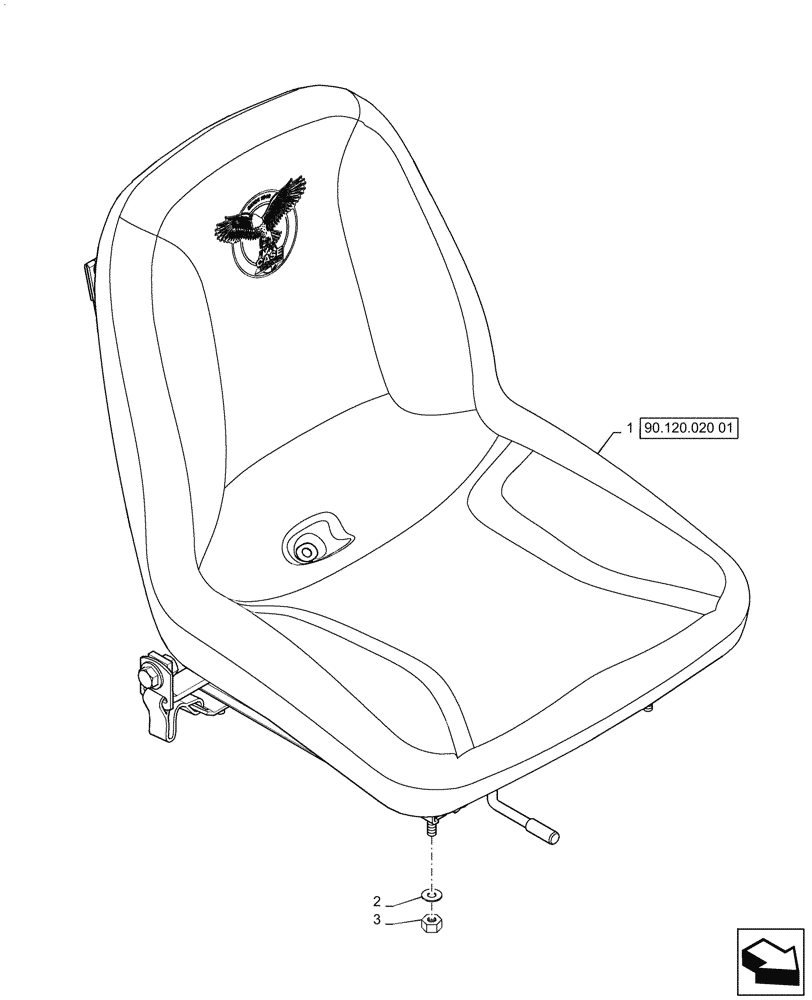 Схема запчастей Case SR270 - (90.120.010[01]) - FIXED SEAT (90) - PLATFORM, CAB, BODYWORK AND DECALS