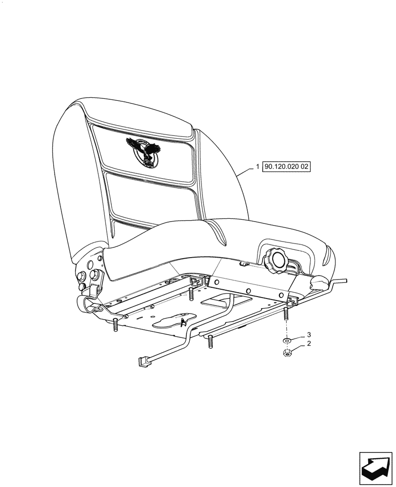 Схема запчастей Case SV340 - (90.120.010[02]) - SUSPENSION SEAT (90) - PLATFORM, CAB, BODYWORK AND DECALS