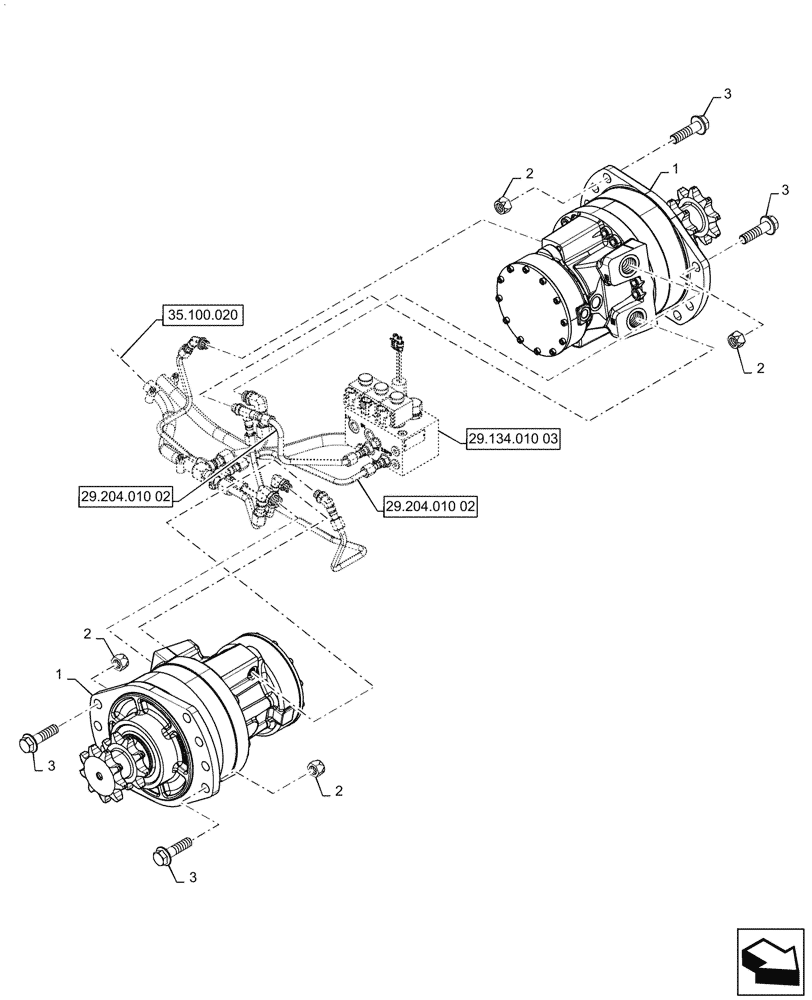 Схема запчастей Case SR270 - (29.218.010[03]) - ELECTRO-HYDRAULIC MOTOR, MOUNTING (29) - HYDROSTATIC DRIVE