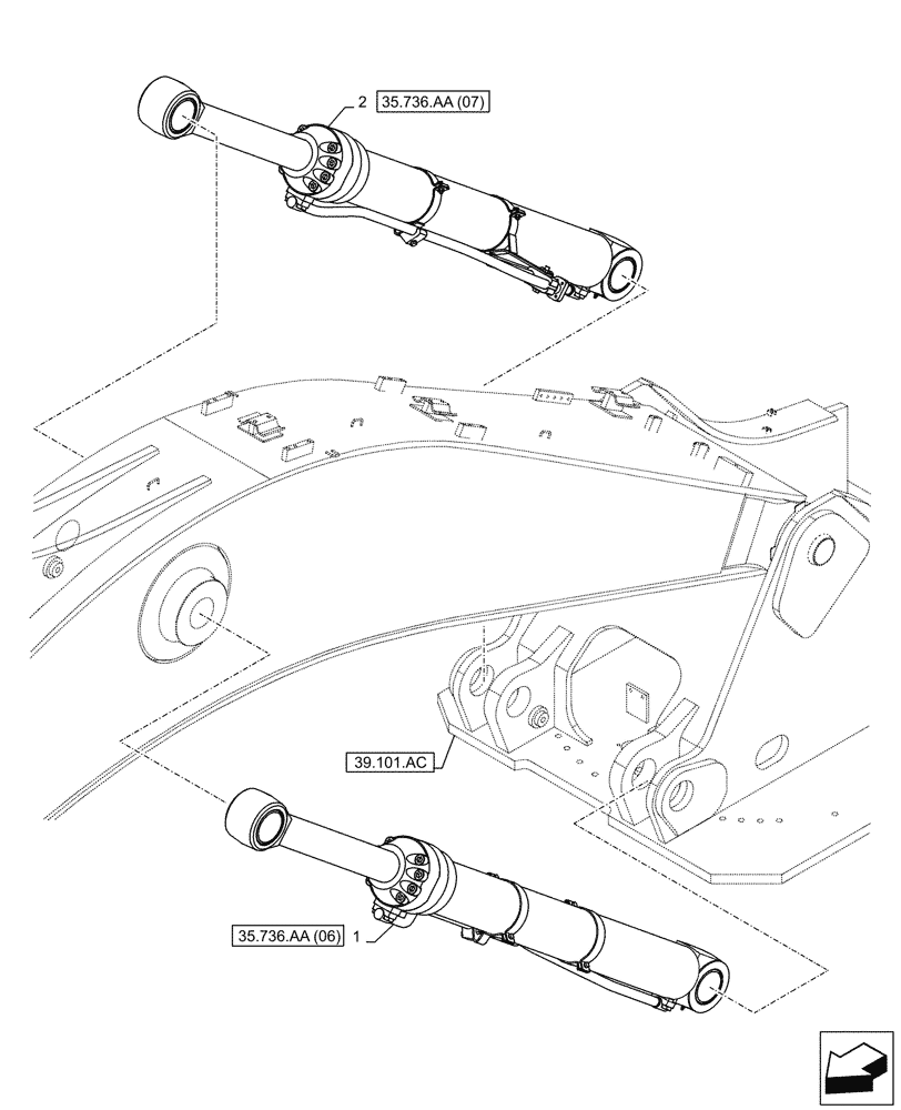 Схема запчастей Case CX300D LC - (35.736.AA[05]) - VAR - 481858 - BOOM, LIFT CYLINDER (35) - HYDRAULIC SYSTEMS