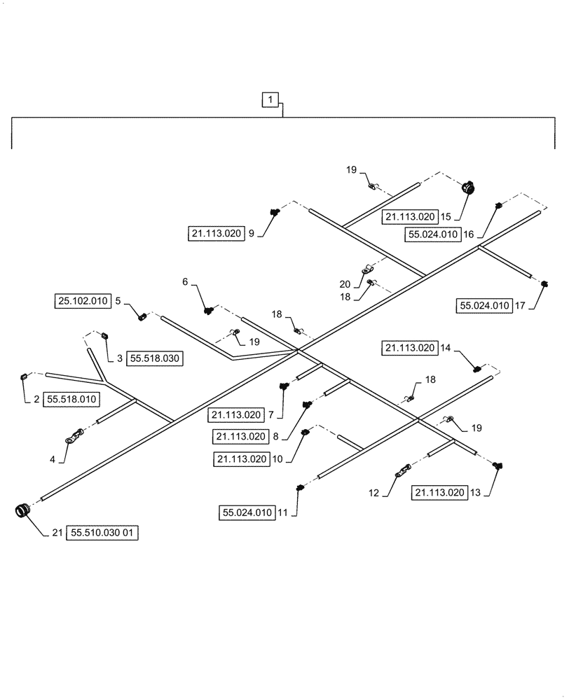 Схема запчастей Case 521G - (55.024.010[02]) - TRANSMISSION HARNESS ASSEMBLY (55) - ELECTRICAL SYSTEMS