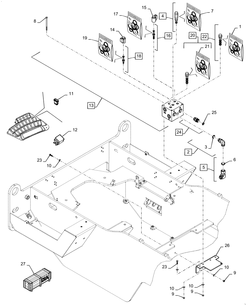 Схема запчастей Case 721G - (35.752.030) - VARIABLE SPEED REVERSIBLE FAN VALVE (35) - HYDRAULIC SYSTEMS