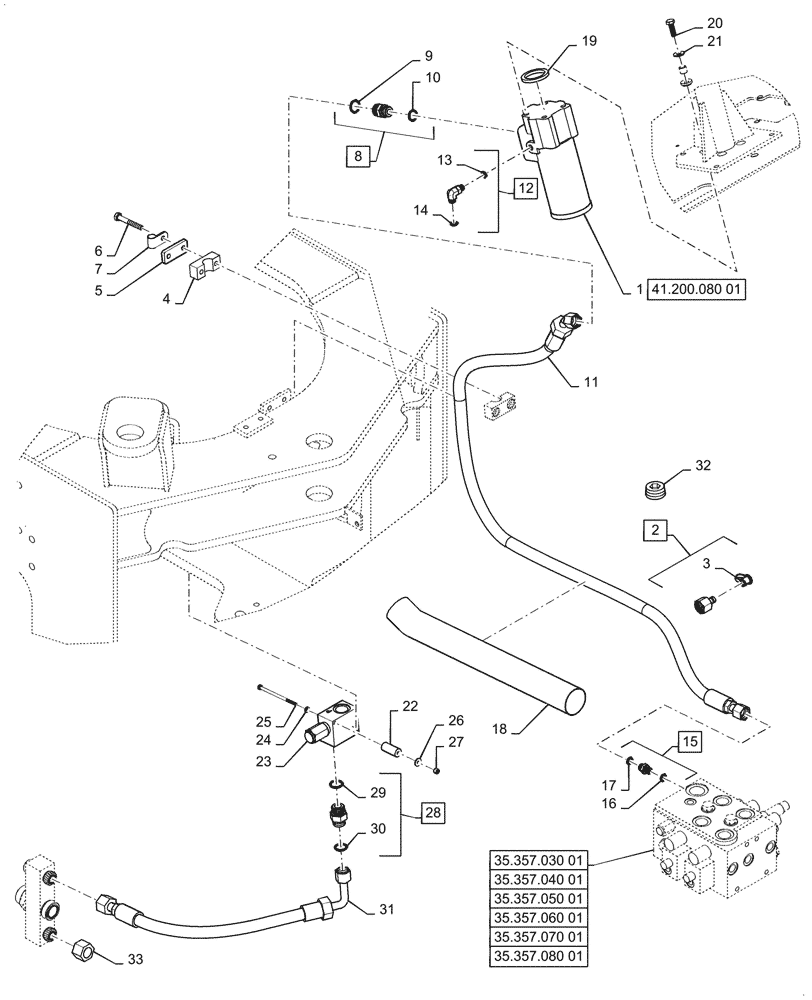 Схема запчастей Case 621G - (41.200.010[01]) - VAR - 482930, 782441 - STANDARD STEERING CONTROL LINE (41) - STEERING