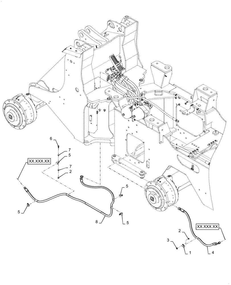 Схема запчастей Case 621G - (33.202.020) - BRAKE LINE INSTALATION, STANDARD (33) - BRAKES & CONTROLS