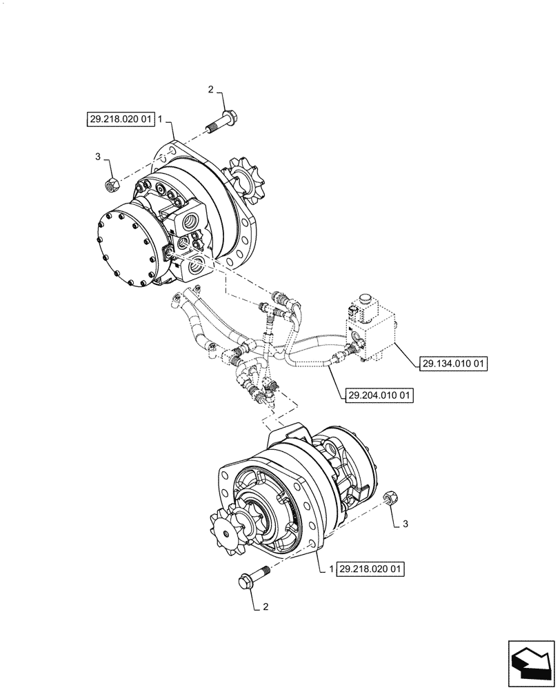 Схема запчастей Case SV340 - (29.218.010[01]) - SINGLE SPEED MOTOR, MOUNTING (29) - HYDROSTATIC DRIVE