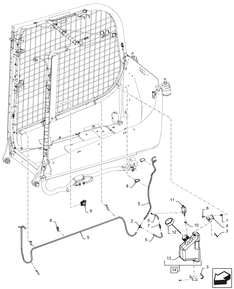 Схема запчастей Case SV340 - (55.518.010[02]) - WASHER RESERVOIR, FRONT & REAR (55) - ELECTRICAL SYSTEMS