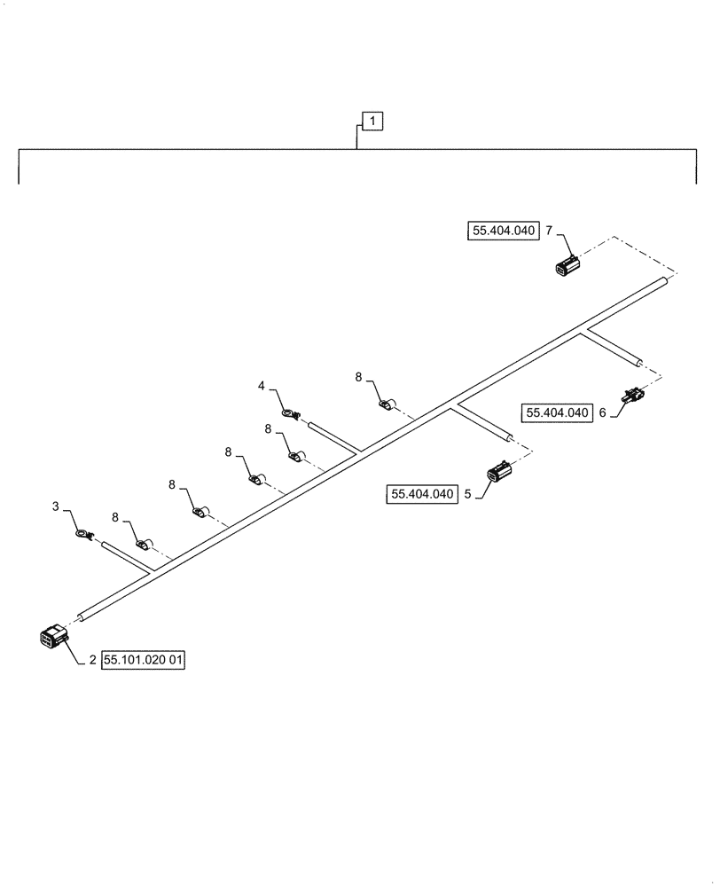 Схема запчастей Case 621G - (55.990.010[02]) - HOOD HARNESS ASSEMBLY (55) - ELECTRICAL SYSTEMS