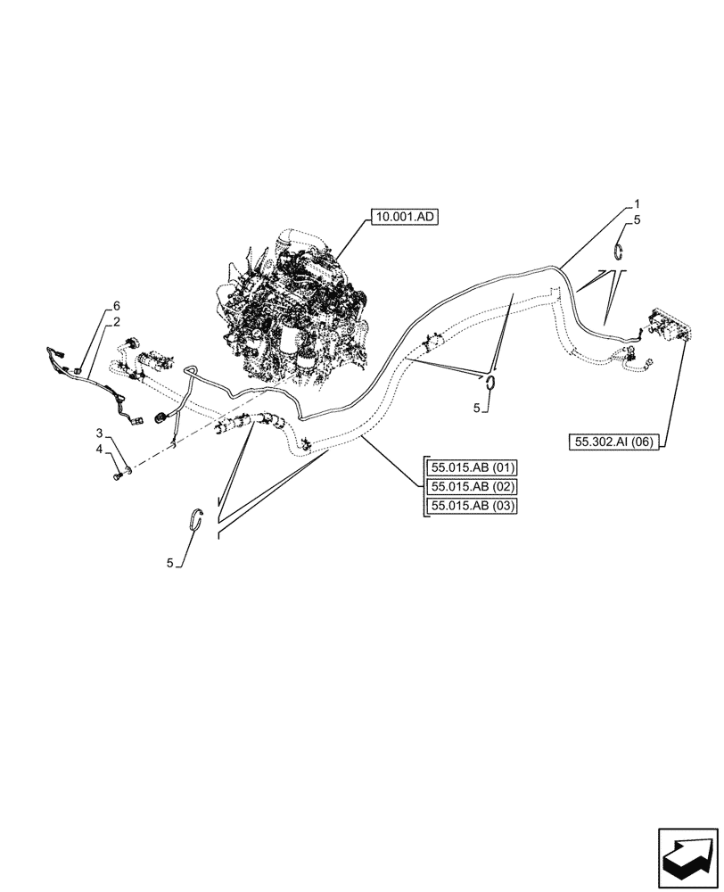 Схема запчастей Case 21F - (55.014.AA) - VAR - 402109, 402110 - AIR INLET HEATER, HARNESS (55) - ELECTRICAL SYSTEMS