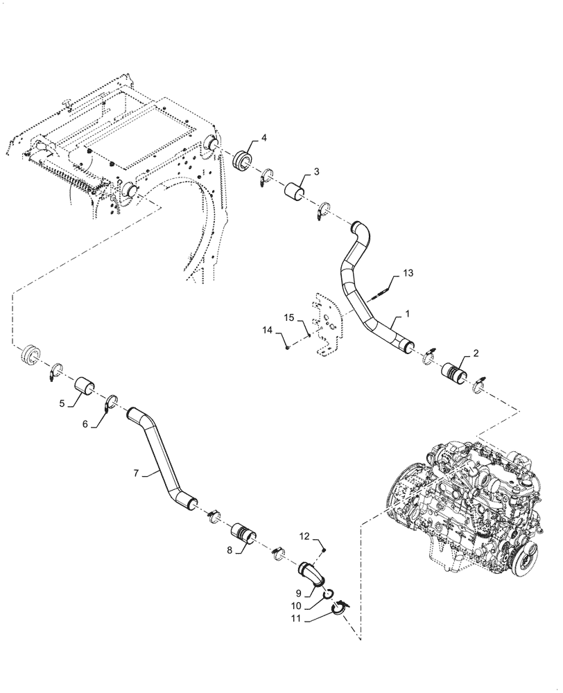 Схема запчастей Case 621G - (10.400.040[02]) - COOLING SYSTEM LINE INSTALLATION (10) - ENGINE