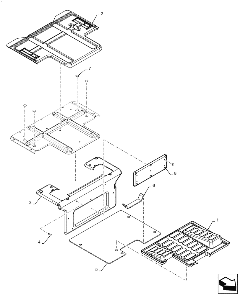 Схема запчастей Case SV340 - (90.160.030[01]) - FLOOR MAT, MECHANICAL HAND CONTROLS (90) - PLATFORM, CAB, BODYWORK AND DECALS