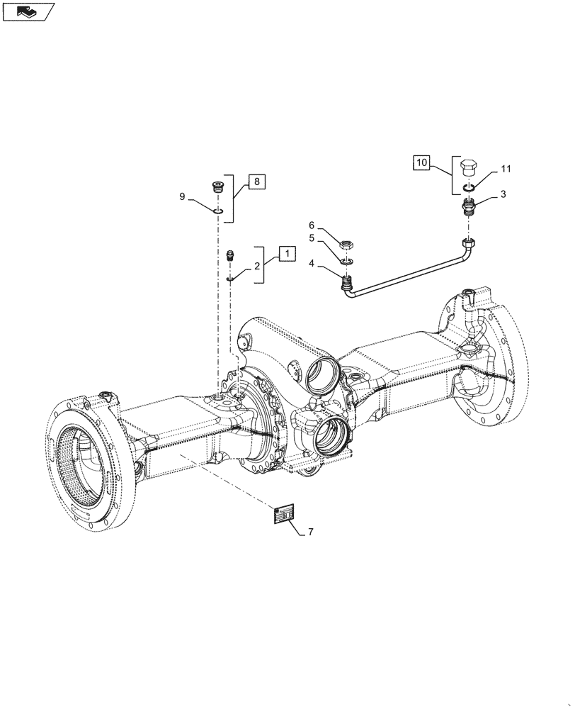 Схема запчастей Case 621G - (33.202.050) - VAR - 782122, 424235 - BRAKE LINE INSTALLATION, STANDARD AND HEAVY DUTY AXLES (33) - BRAKES & CONTROLS