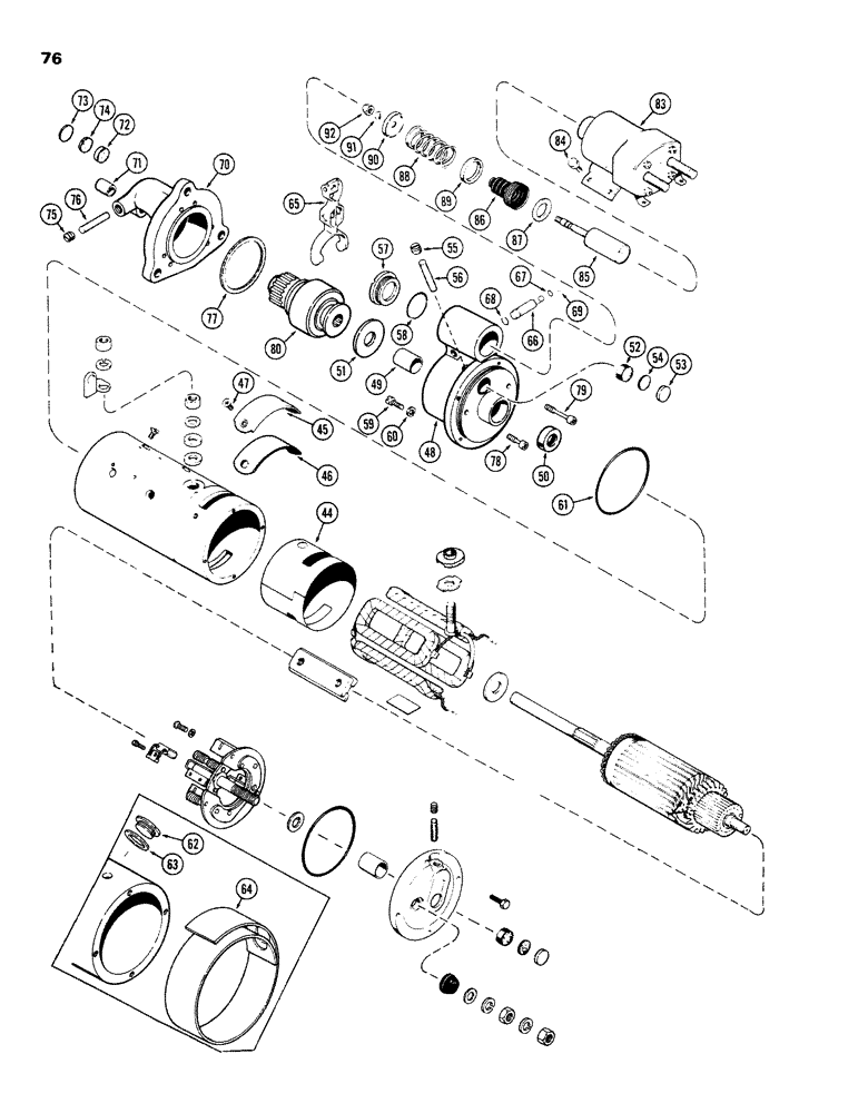 Схема запчастей Case W26B - (076) - D42964 STARTER, (504BDT) DIESEL ENGINE (04) - ELECTRICAL SYSTEMS