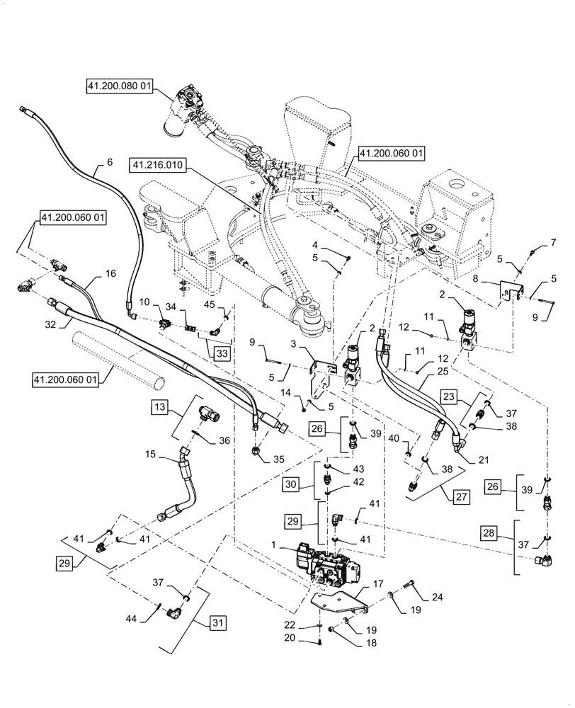 Схема запчастей Case 621G - (41.200.060[02]) - VAR - 482913 - STANDARD , STEERING - EH W/ JOYSTICK (41) - STEERING