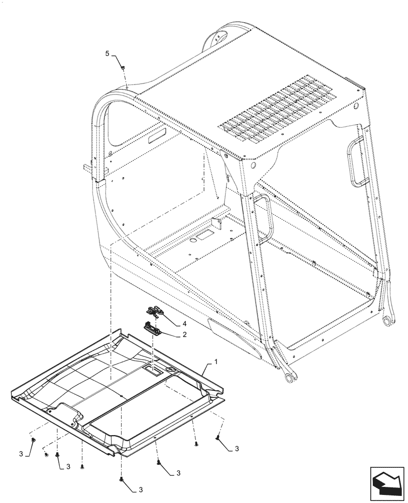 Схема запчастей Case SR175 - (90.160.AX[01]) - CAB HEADLINER, NO RADIO (90) - PLATFORM, CAB, BODYWORK AND DECALS