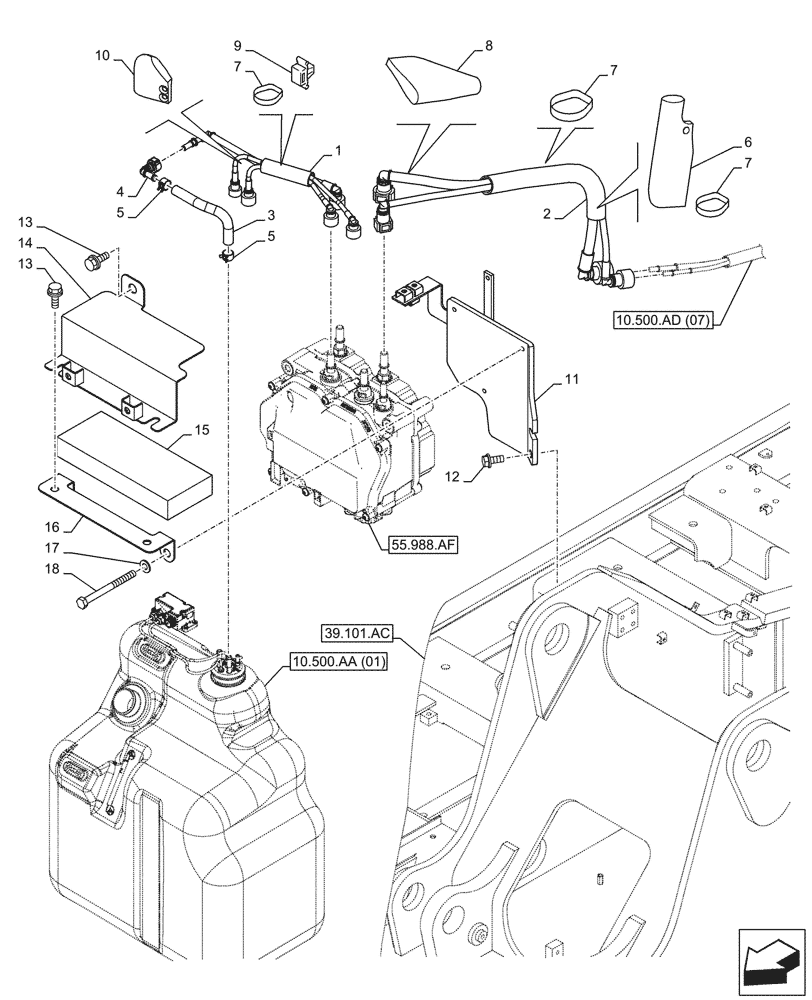 Схема запчастей Case CX210D LC LR - (10.500.AD[04]) - DEF/ADBLUE™ LINES - ASN NGS7H1300 (10) - ENGINE