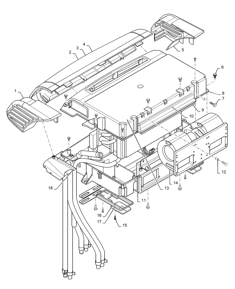 Схема запчастей Case 445 - (09-55) - HEATER AND AIR CONDITIONING ASSEMBLY (09) - CHASSIS