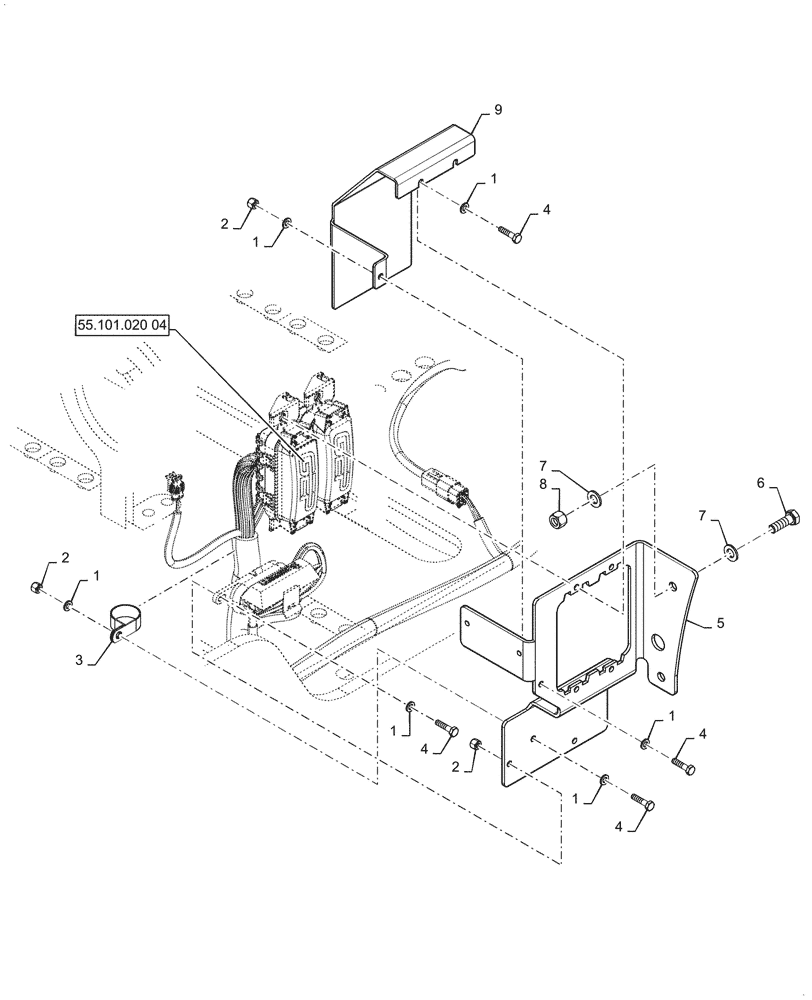 Схема запчастей Case 721G - (55.101.020[03]) - FUSE BOX RELAY HOLDER INSTALLATION (55) - ELECTRICAL SYSTEMS