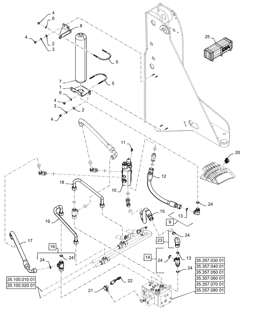 Схема запчастей Case 621G - (35.701.100[01]) - VAR - 782503 - RIDE CONTROL (35) - HYDRAULIC SYSTEMS