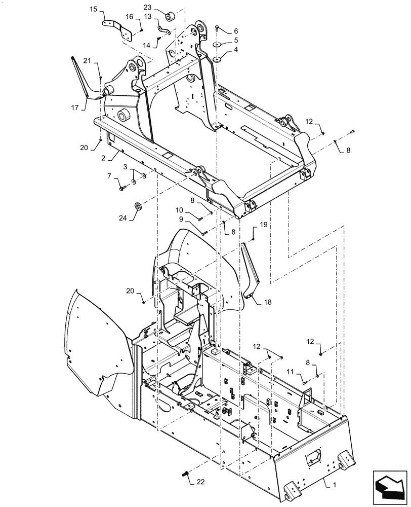 Схема запчастей Case TV380 - (39.100.AB) - CHASSIS, VERTICAL UPPER FRAME (39) - FRAMES AND BALLASTING