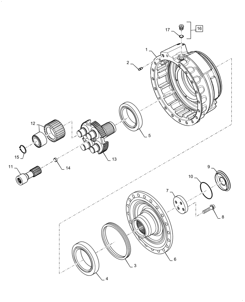 Схема запчастей Case 621G - (25.108.010) - VAR - 782122 - FINAL DRIVE ASSEMBLY, STANDARD (25) - FRONT AXLE SYSTEM