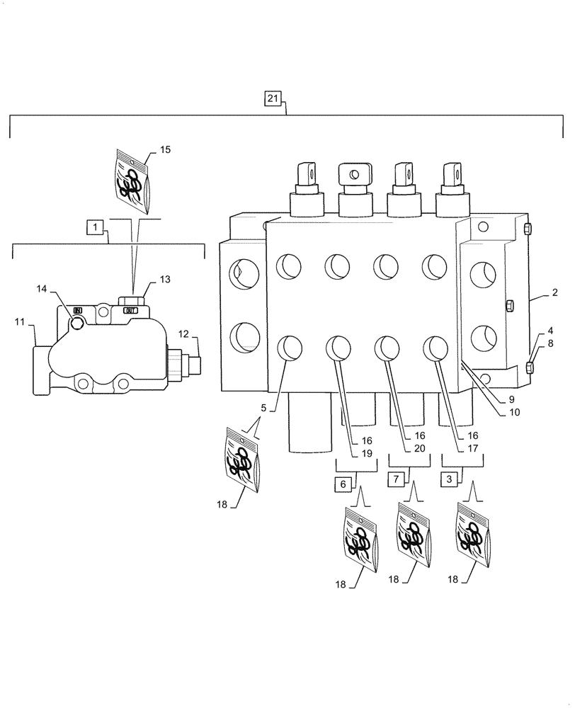 Схема запчастей Case 850M WT/LGP - (35.359.AJ[07]) - 4-SPOOL VALVE, ASSY (35) - HYDRAULIC SYSTEMS