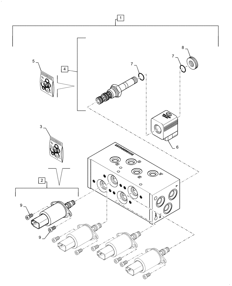 Схема запчастей Case 921G - (35.204.010[01]) - VAR - 734051, 734052 - SOLENOID VALVE, ASSY - EH CONTROL, 2 SPOOL (35) - HYDRAULIC SYSTEMS