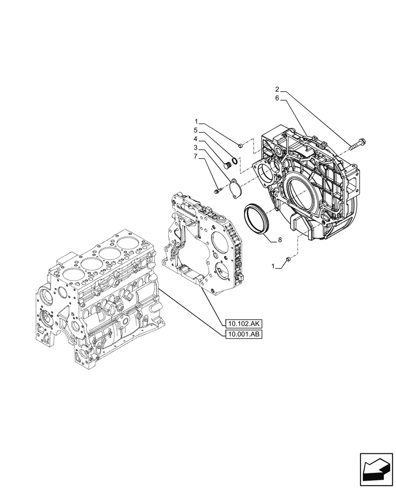 Схема запчастей Case F4HFE4135 B003 - (10.103.AK) - FLYWHEEL HOUSING (10) - ENGINE