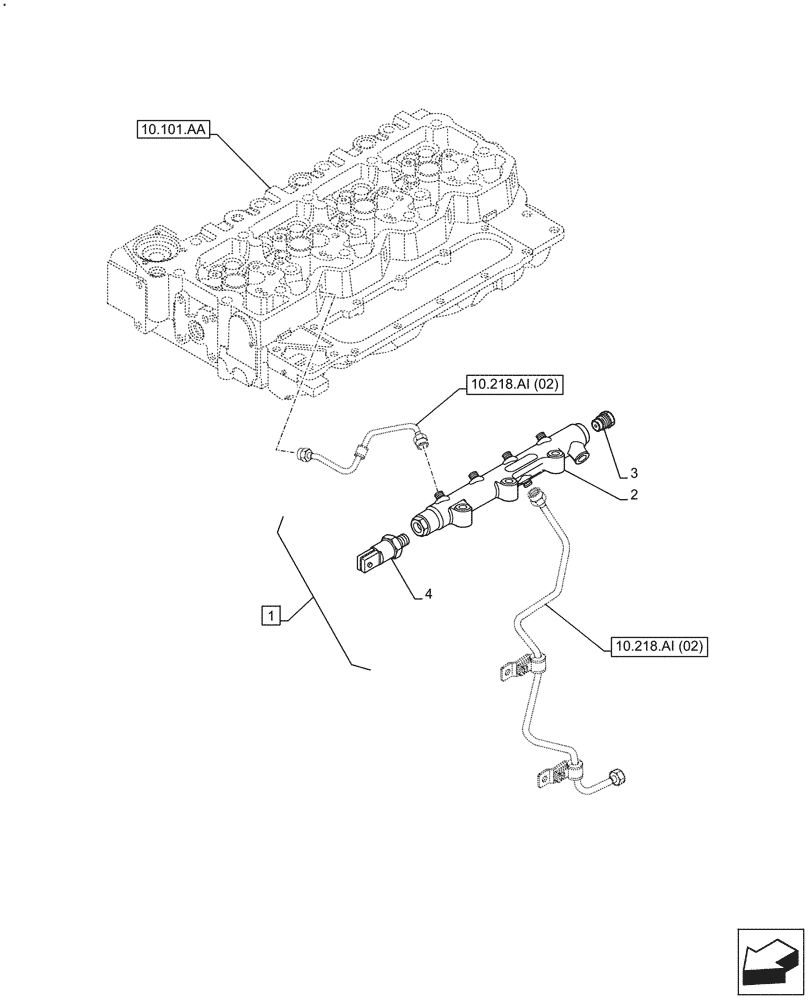 Схема запчастей Case F4HFE4135 B003 - (10.218.AA) - COMMON RAIL (10) - ENGINE