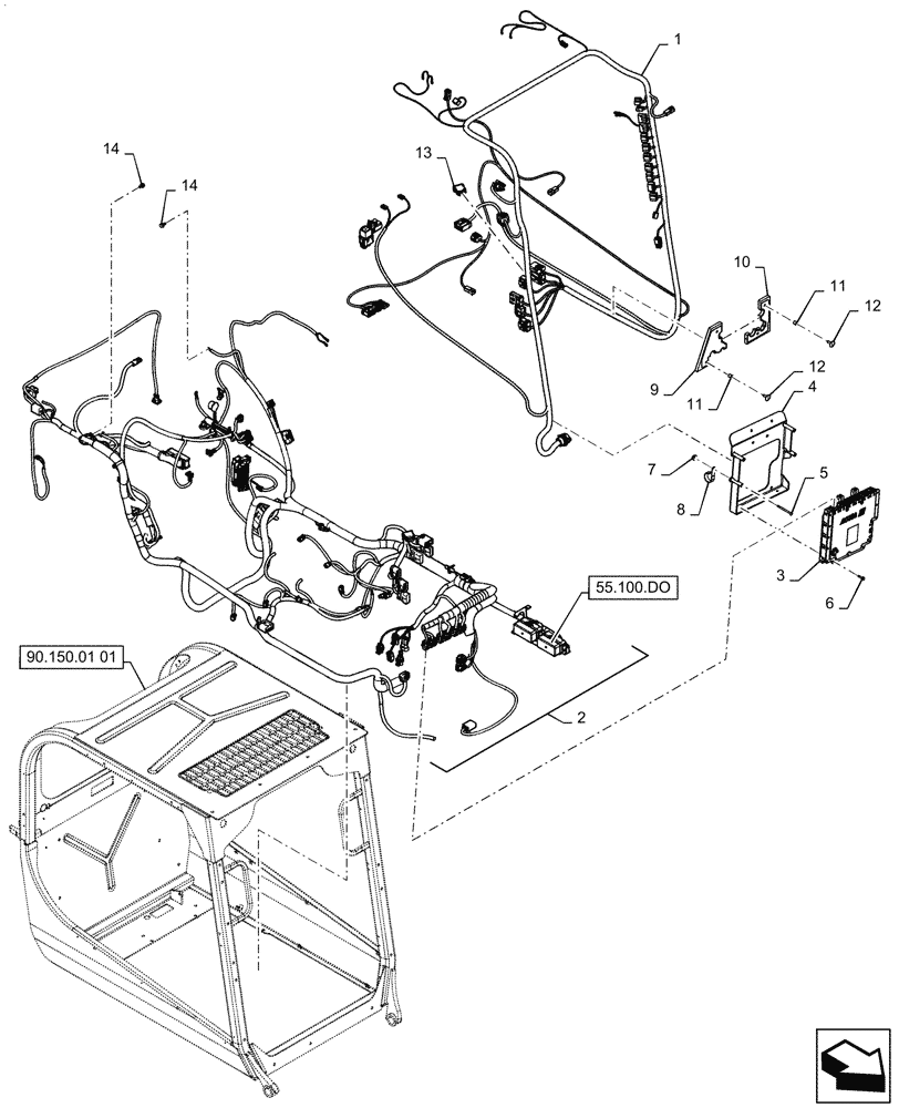 Схема запчастей Case SV300 - (55.101.AC[05]) - WIRE HARNESS & CONNECTOR, ELECTRONIC CONTROLS, W/ EHF (55) - ELECTRICAL SYSTEMS