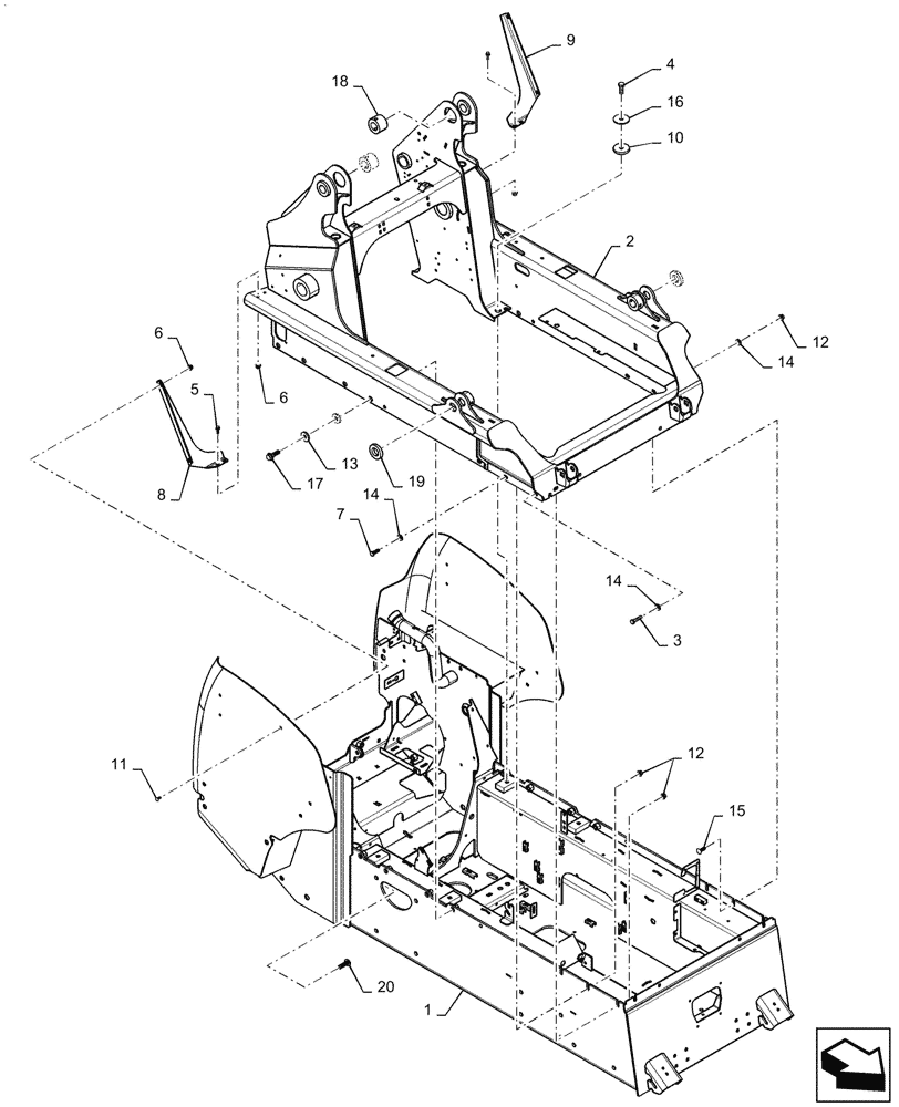 Схема запчастей Case TV380 - (39.100.01[01]) - CHASSIS AFTER JAN 28, 2014 (39) - FRAMES AND BALLASTING