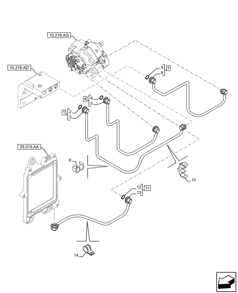 Схема запчастей Case F4HFE4135 B003 - (10.210.AF) - FUEL SUPPLY LINE (10) - ENGINE