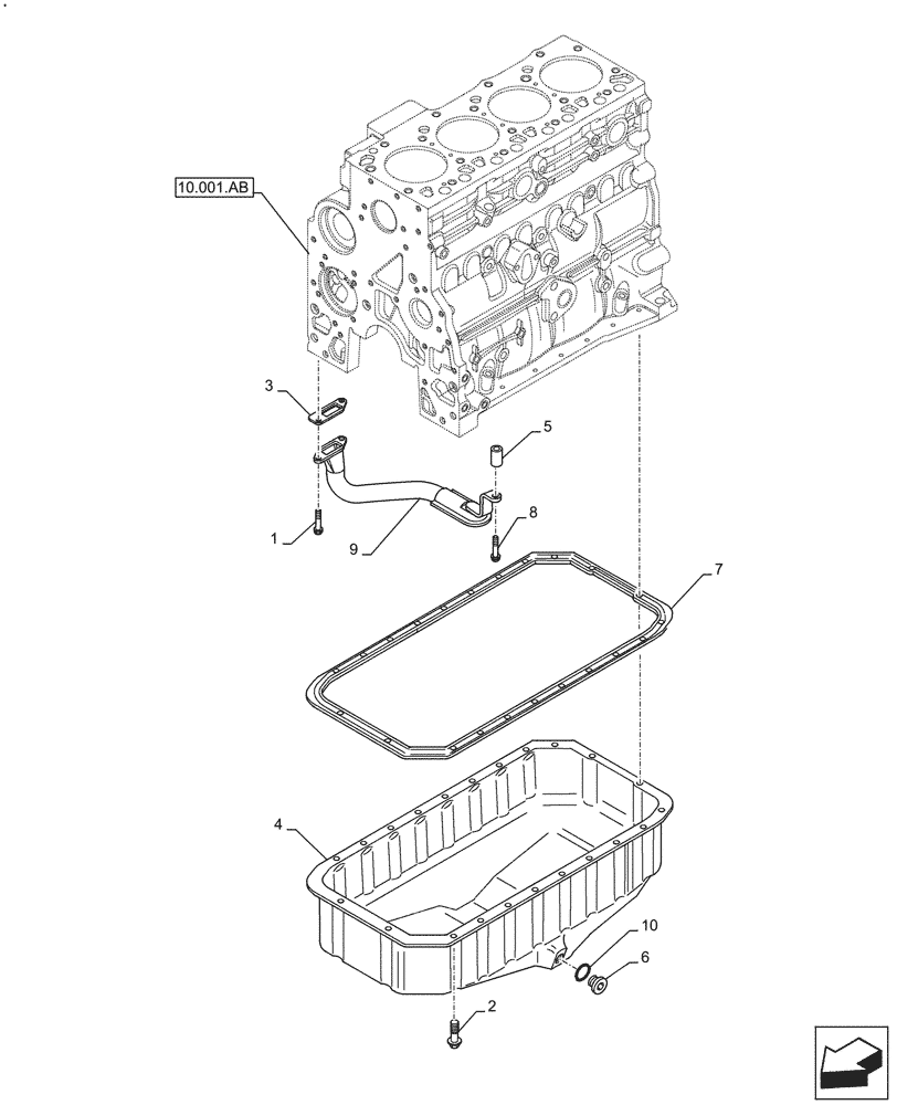 Схема запчастей Case F4HFE4135 B003 - (10.102.AP) - ENGINE OIL PAN (10) - ENGINE