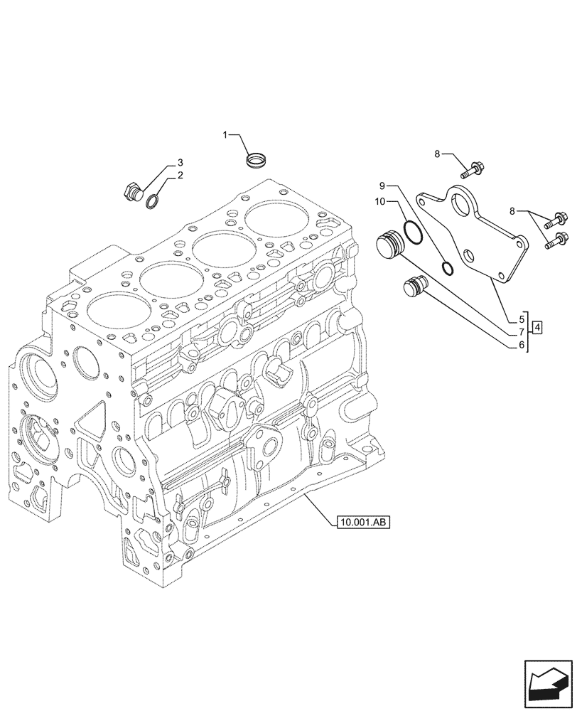 Схема запчастей Case F4HFE4135 B003 - (10.304.AP) - BLOW-BY RECIRCULATION SYSTEM (10) - ENGINE