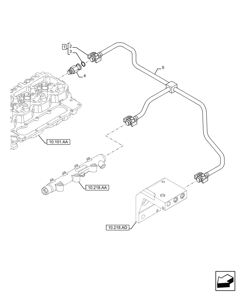 Схема запчастей Case F4HFE4135 B003 - (10.218.AI[01]) - INJECTOR FUEL LINES (10) - ENGINE