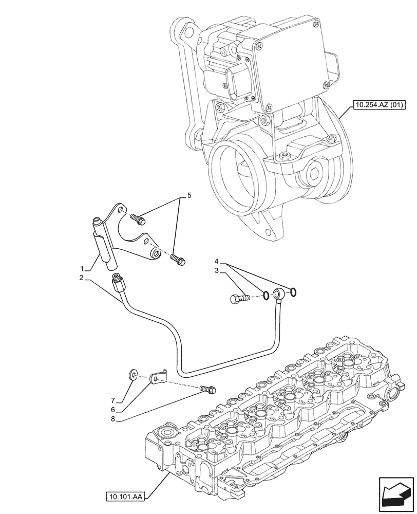 Схема запчастей Case F4HFE4135 B003 - (10.254.AZ[03]) - EXHAUST BRAKE AND CONTROLS (10) - ENGINE