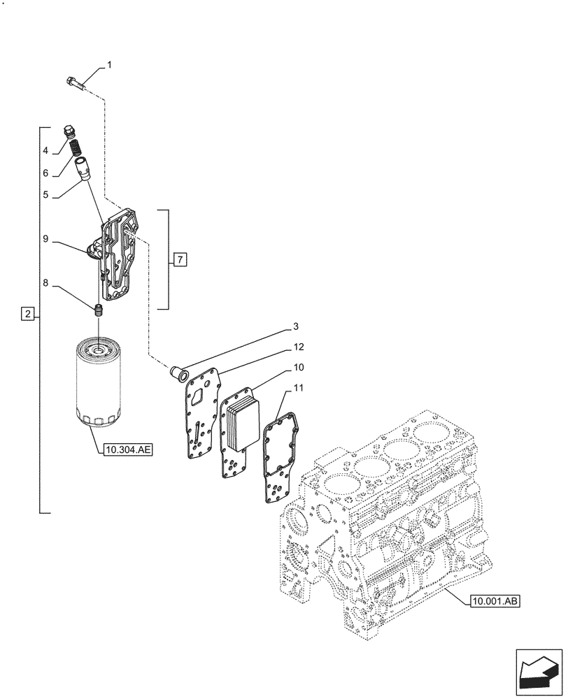 Схема запчастей Case F4HFE4135 B003 - (10.408.AC) - HEAT EXCHANGER (10) - ENGINE