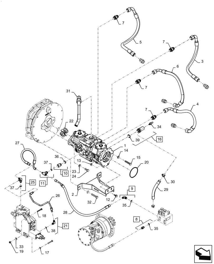 Схема запчастей Case SV185 - (29.204.AB[01]) - HYDROSTATIC PUMP, DRIVE LINES, MECHANICAL CONTROLS (29) - HYDROSTATIC DRIVE