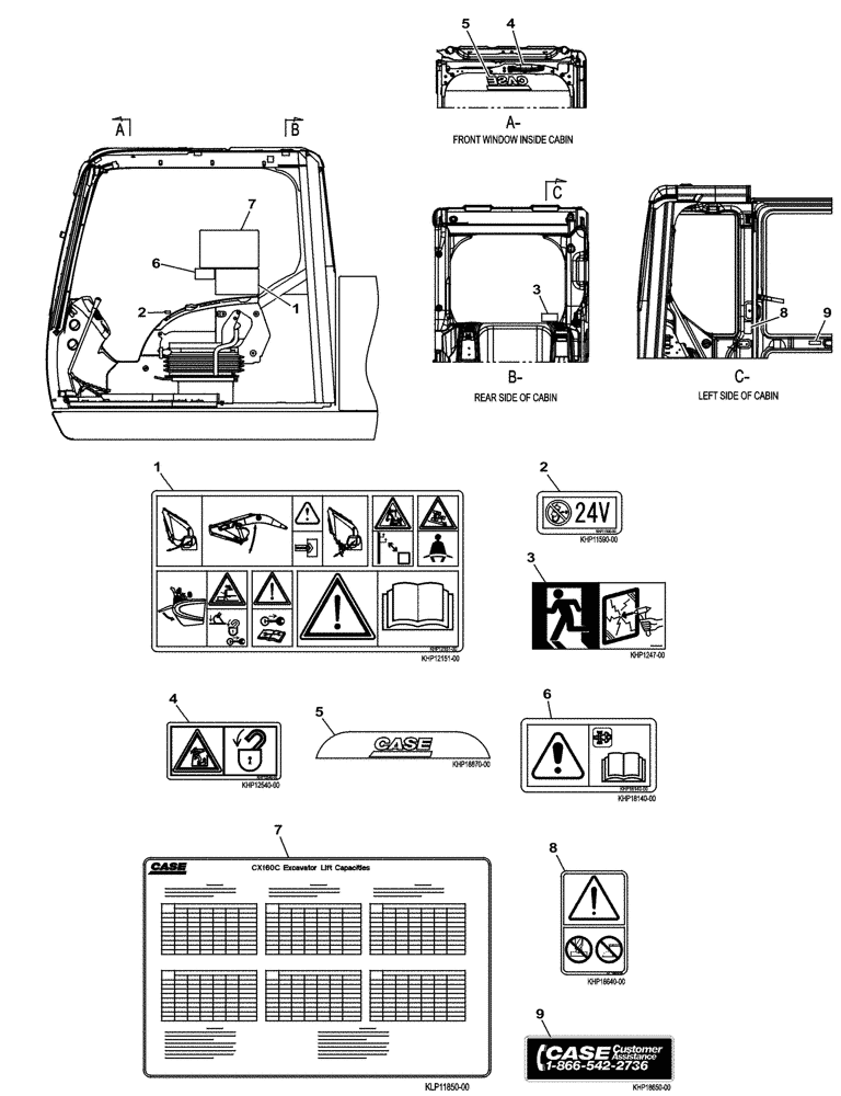 Схема запчастей Case CX160C - (90.108.AA[02]) - DECAL, CAB (ANZ) (90) - PLATFORM, CAB, BODYWORK AND DECALS