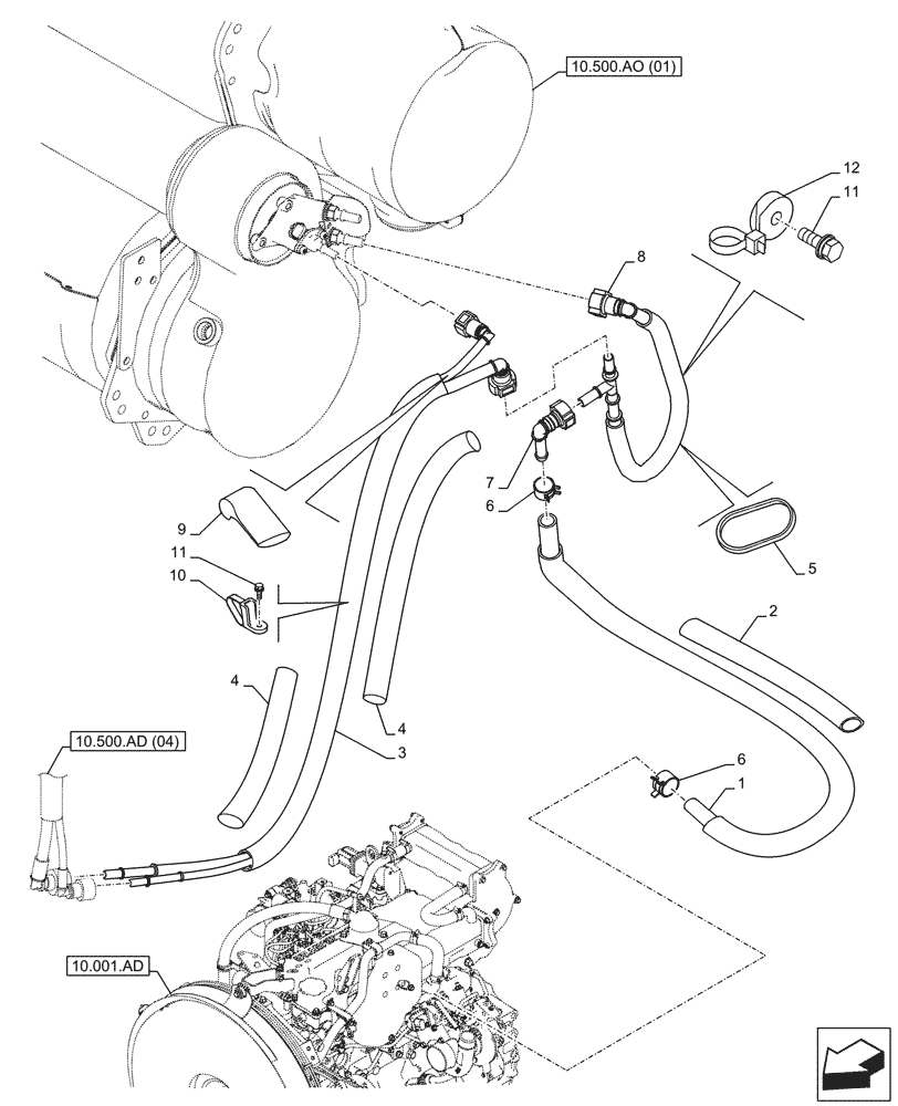 Схема запчастей Case CX250D LC - (10.500.AD[07]) - DEF/ADBLUE™ LINES - ASN NGS7M1170 (10) - ENGINE